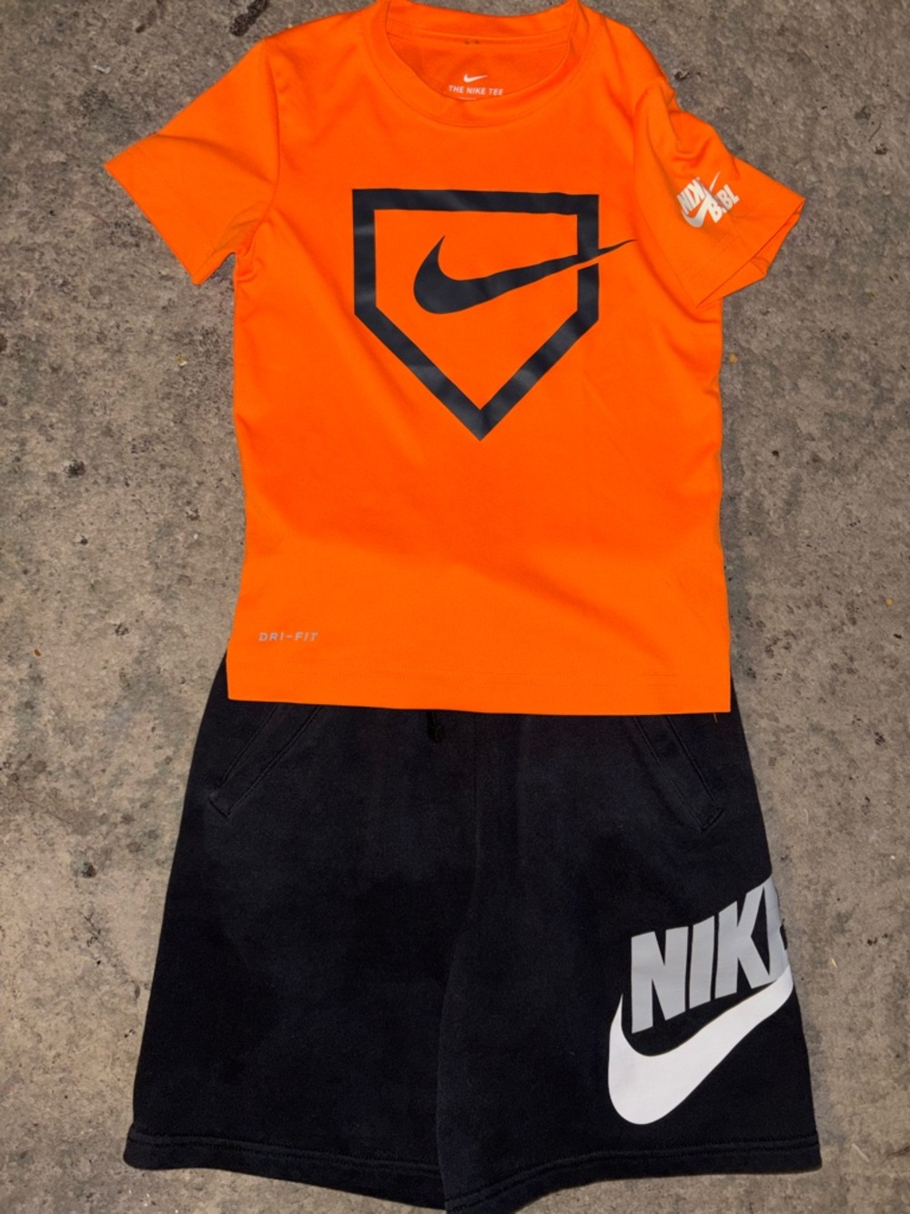 Nike Orange Performance Tee and Black Athletic Shorts - Picture 2 of 3